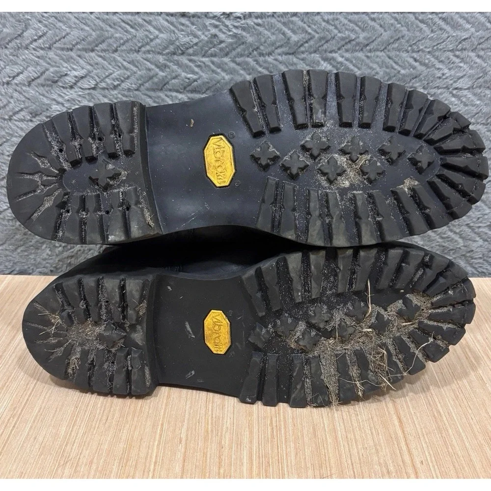 Red Wing Boots Men 12 Black Leather Steel Toe Waterproof Vibram Soles Work